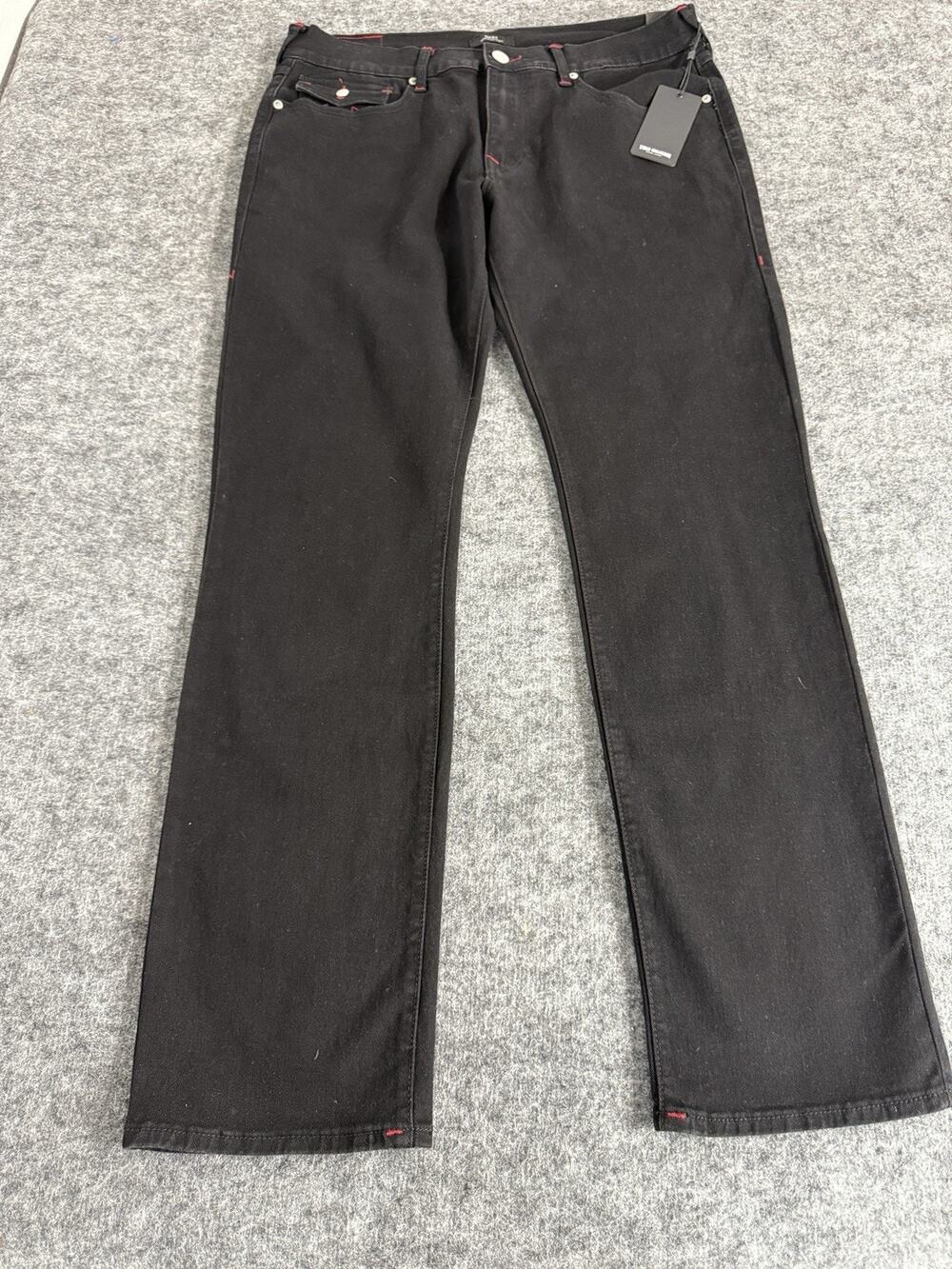 True Religion Jeans Mens 36x34 Ricky Flap Relaxed Straight Black Denim Pant N113